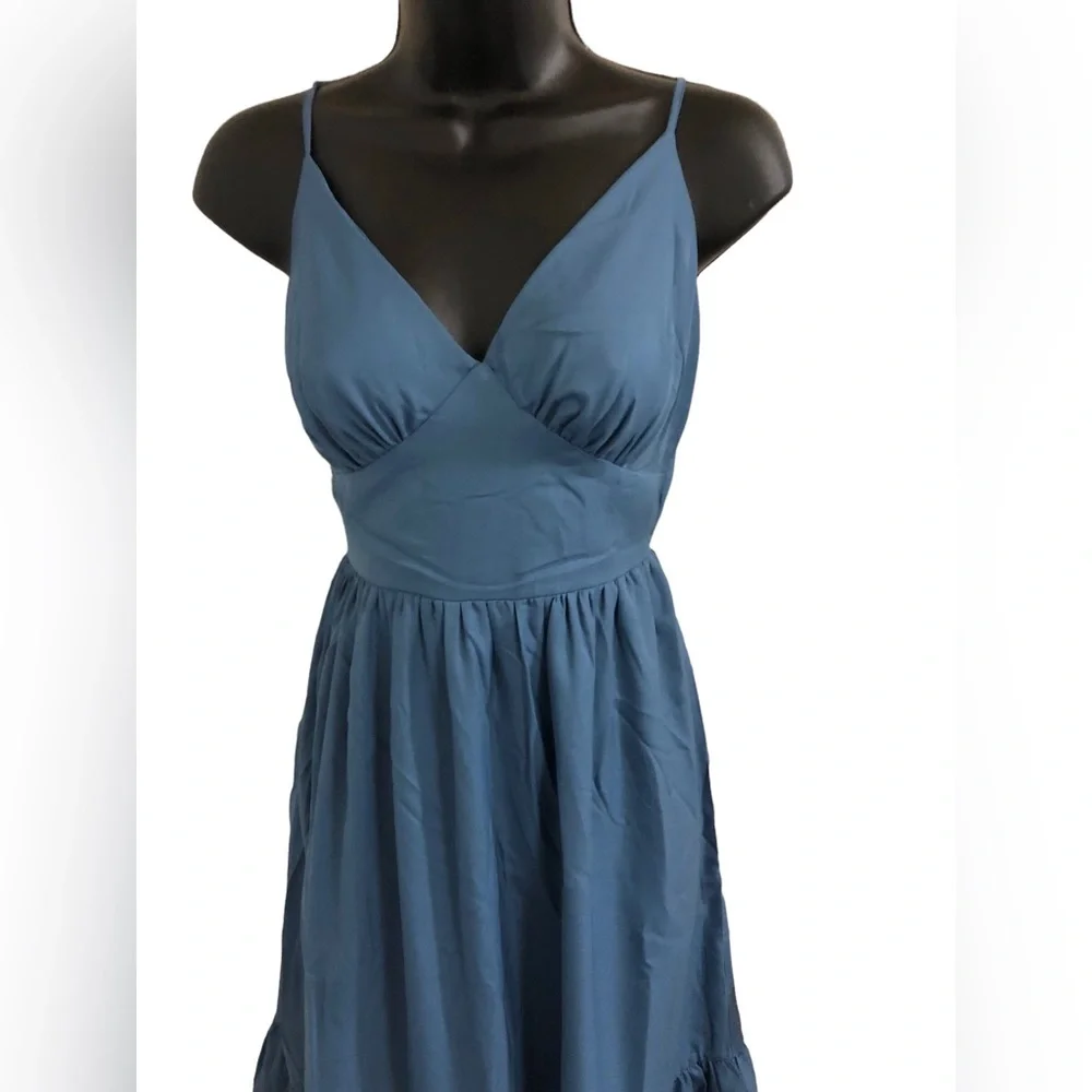 Jessica‎ Simpson blue v-front open tie back tiered spaghetti strap dress size XS